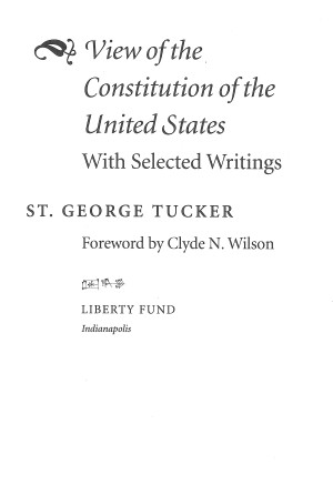 View of the Constitution of the United States St. George Tucker